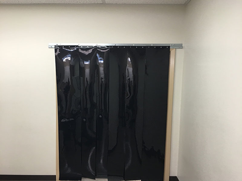 X90 in Vinyl Strip Door Curtain 42 in Black Opaque Hardware Included X90 in Vinyl Strip Door Curtain 42 in Black Opaque Hardware Included