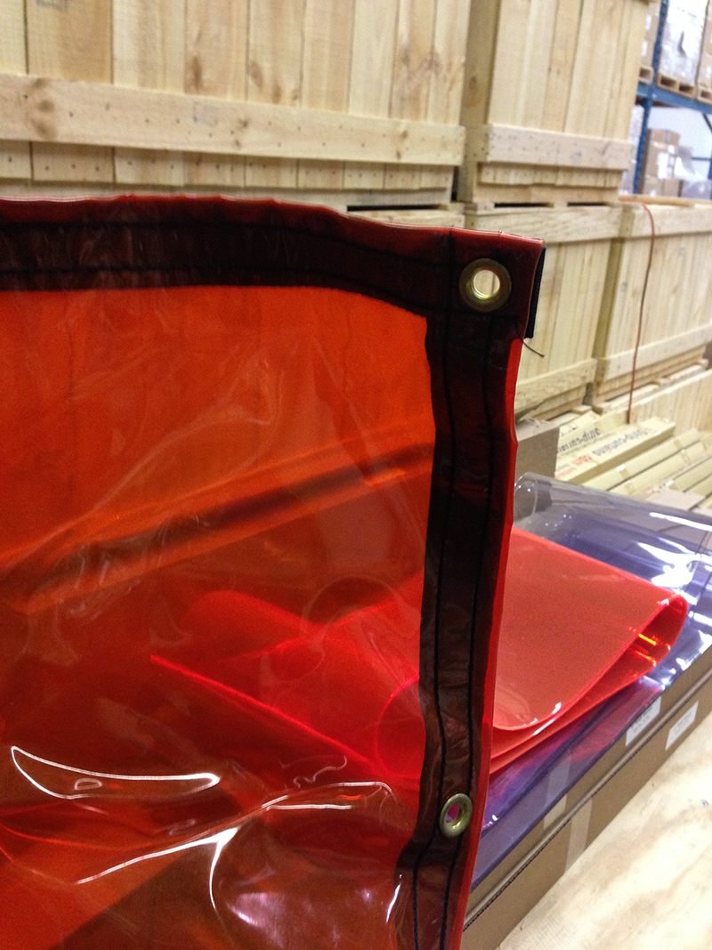 Welding Booth Curtains 14mil Aztec Red Weld SemiTransparent Straight
