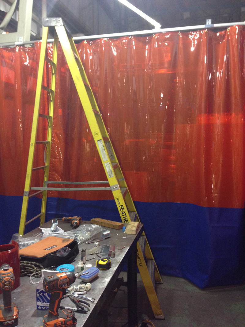 Welding Booth Curtains 14mil Aztec Red Weld SemiTransparent Straight Run Welding Strip