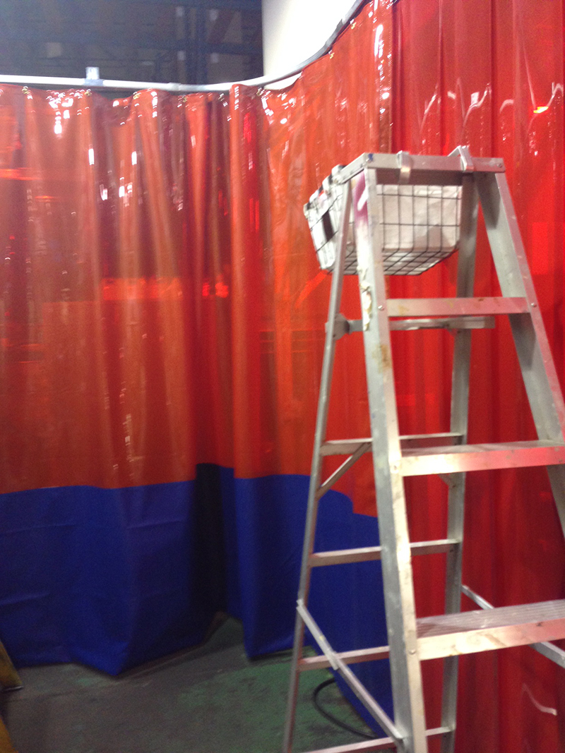 Welding Booth Curtains 14mil Aztec Red Weld SemiTransparent Straight